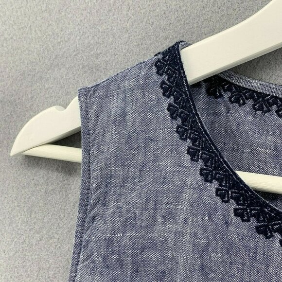 Artisan 100% Linen Embroidered Shift Dress Womens 4 Boho Hippie Beach Wedding - Picture 4 of 12